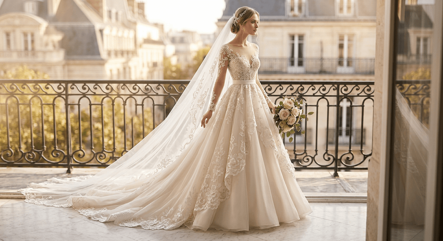 AI Rendered Transform bridal gown sketches into photorealistic images. Help brides visualize their dream dress before the first stitch.