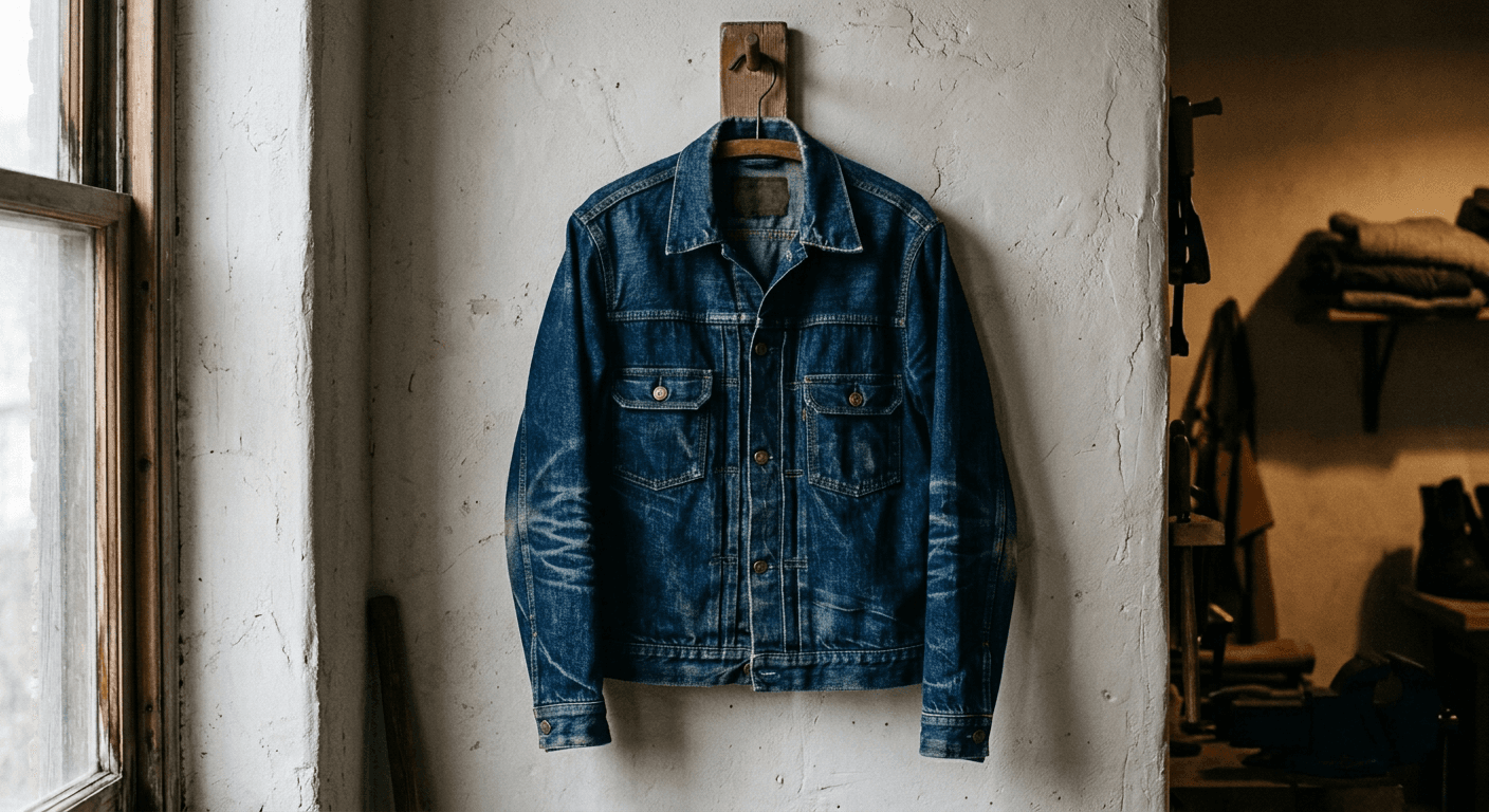 AI enhanced denim product photo showing accurate stonewash and true indigo effects