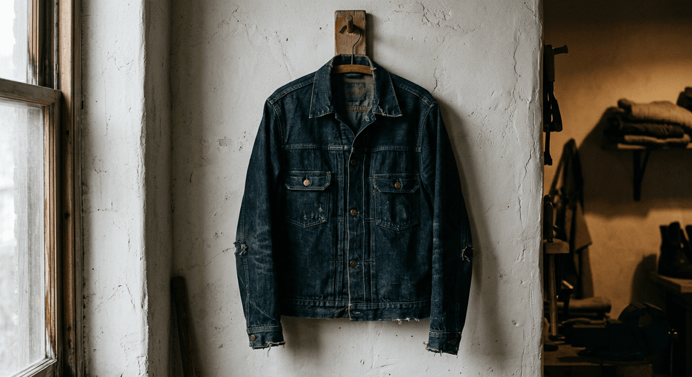 Original denim product photo lacking true wash depth and contrast