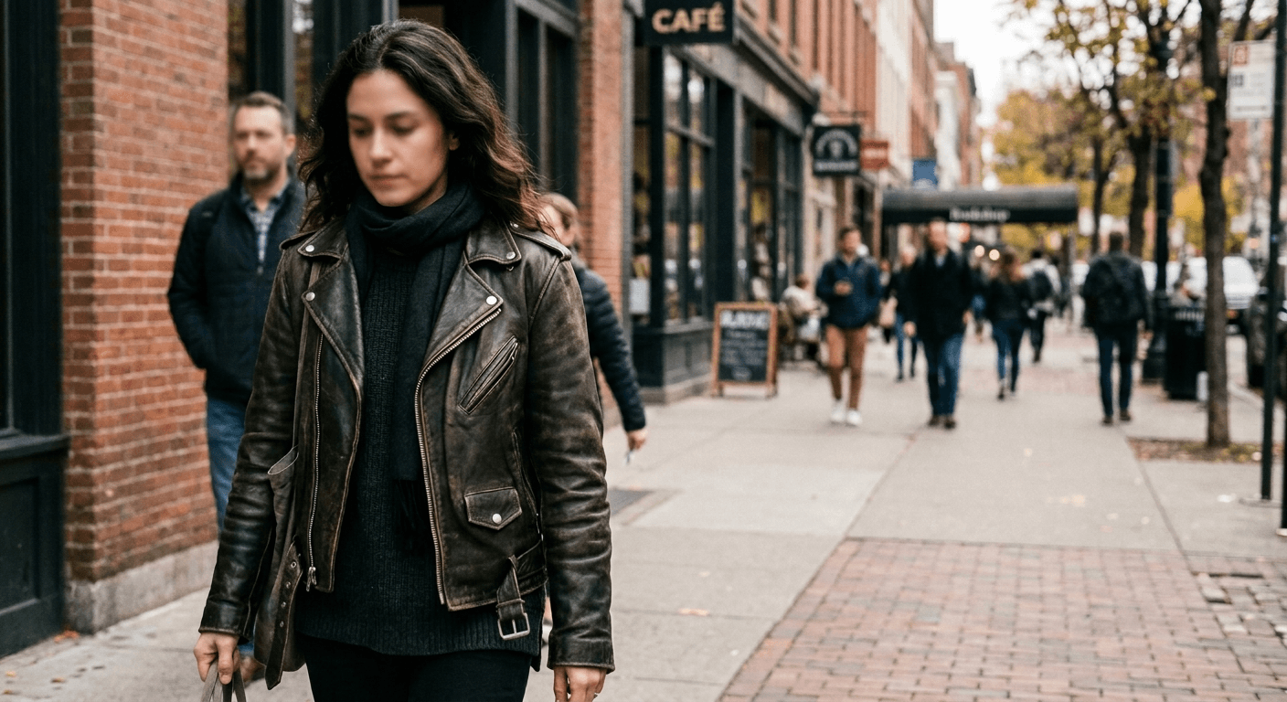 After AI enhancement by 4fashionai.com - Rich, highly detailed leather texture and deep patina