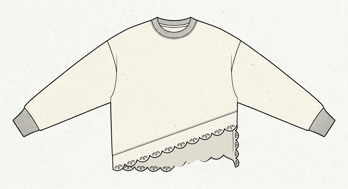 AI Rendered Generate design variations from a base garment concept. Explore necklines, hemlines, sleeves, and silhouette options.
