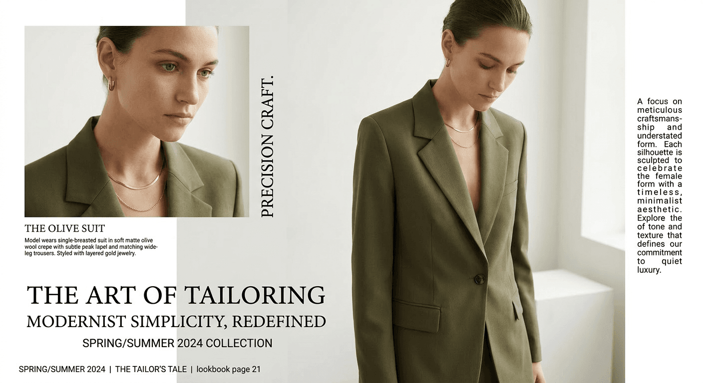 Magazine-quality editorial lookbook layout generated by 4fashionai