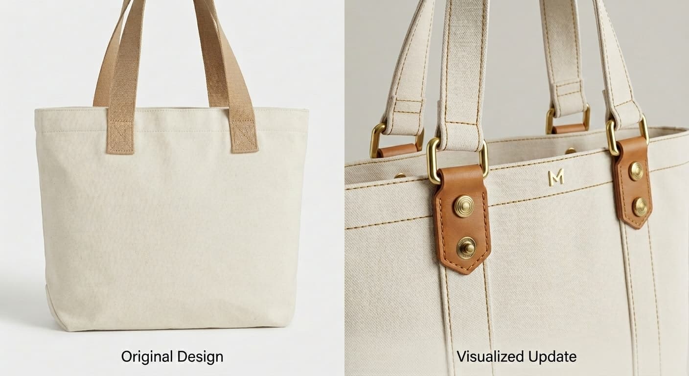 AI Rendered Preview hardware placement on garments and accessories. Buttons, zippers, snaps, grommets, and metal details.