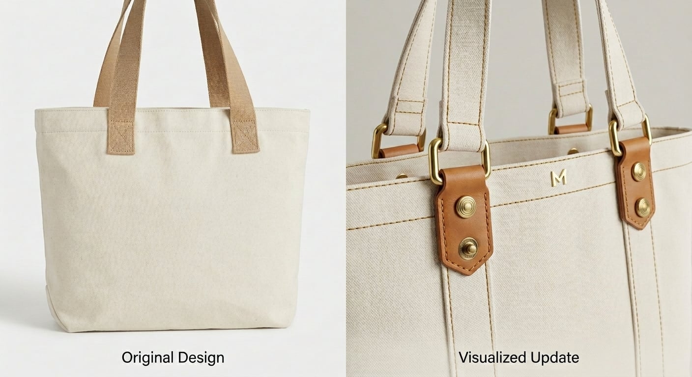 AI Rendered Preview hardware placement on garments and accessories. Buttons, zippers, snaps, grommets, and metal details.