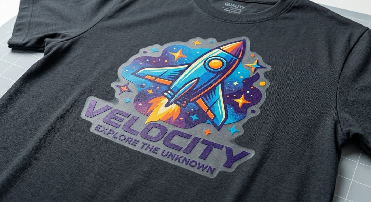 Realistic garment after DTF transfer simulation using AI