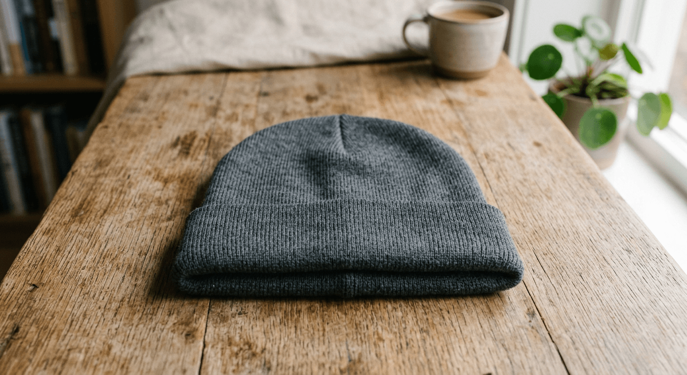 Original Design a unique loungewear style beanie with AI.
