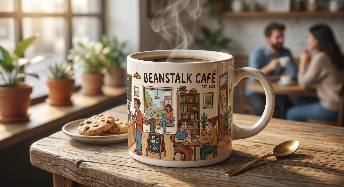 AI Rendered See your mug designs on photorealistic ceramic mockups. Coffee, tea, and novelty mug previews in beautiful settings.