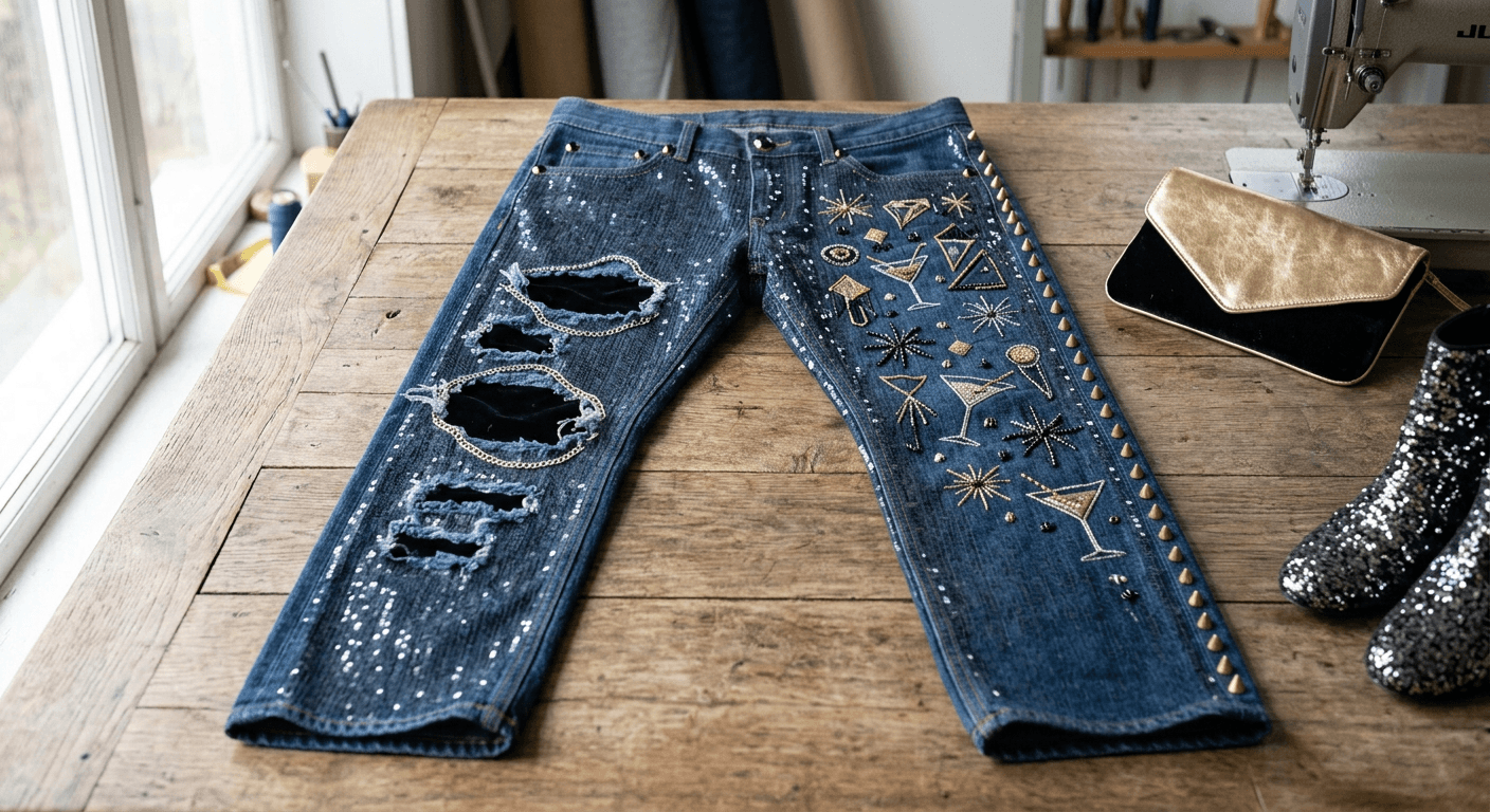 AI Rendered Design a unique party style jeans with AI.