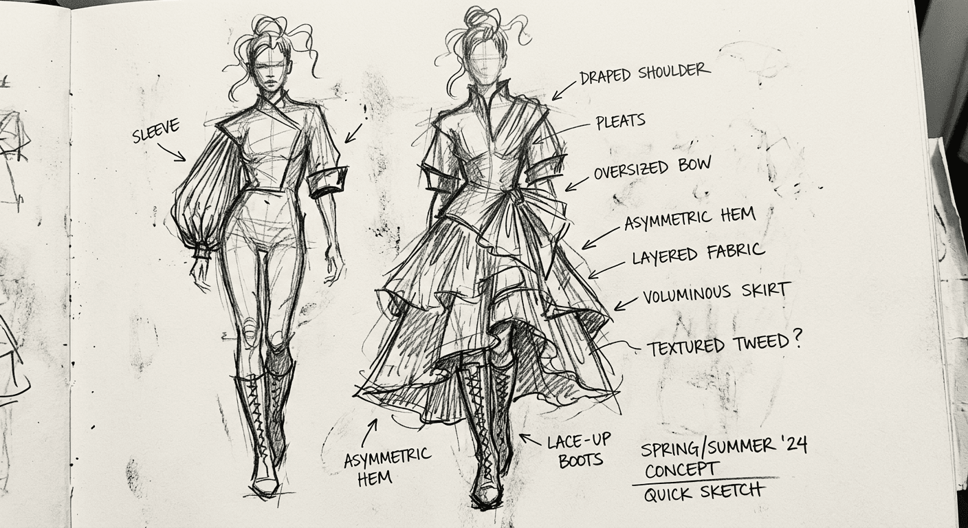 Original Transform rough pencil sketches into polished fashion photography. Go from napkin doodle to lookbook-ready image.