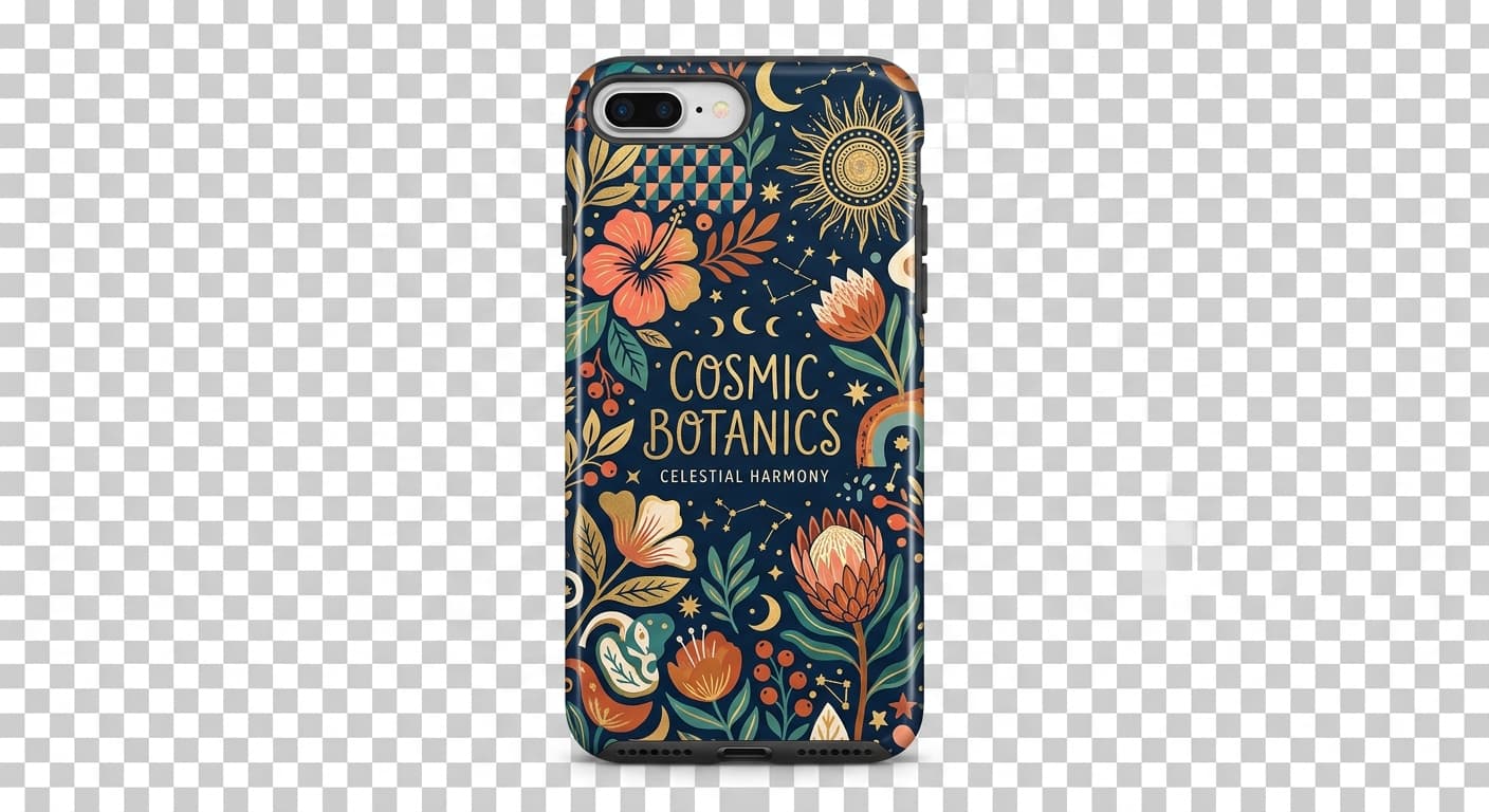 Flat design artwork before phone case mockup generation
