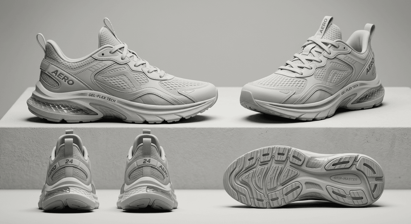 AI Rendered Transform footwear design sketches into photorealistic product images. See your shoe designs as finished products.