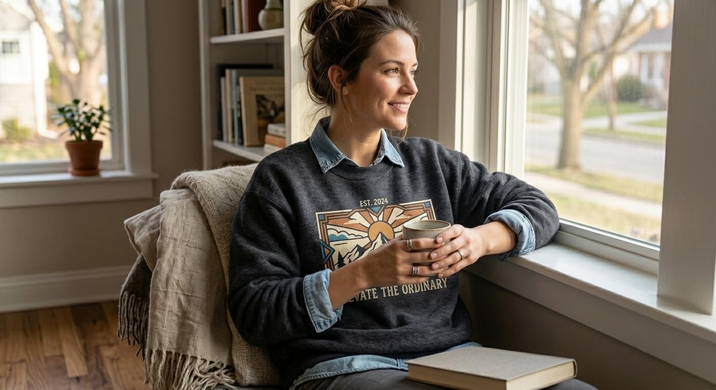 AI Rendered Generate realistic sweatshirt mockups worn by models. Show your crewneck designs in lifestyle settings.