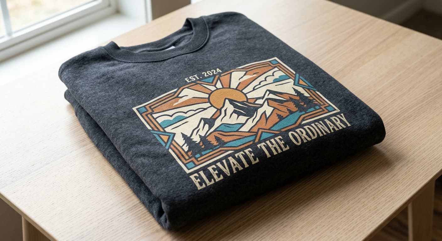Original Generate realistic sweatshirt mockups worn by models. Show your crewneck designs in lifestyle settings.