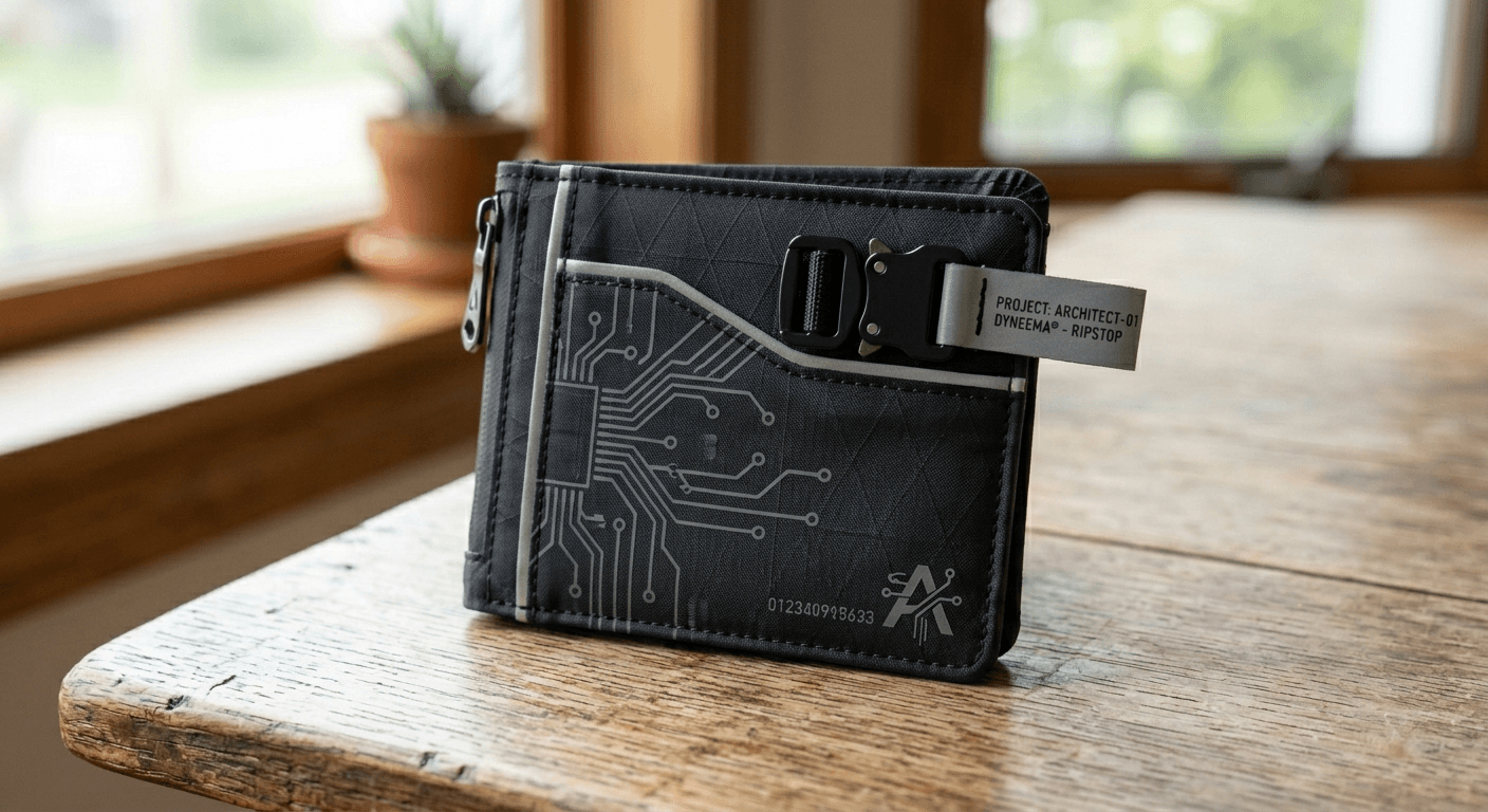 AI Rendered Design a unique techwear style wallet with AI.
