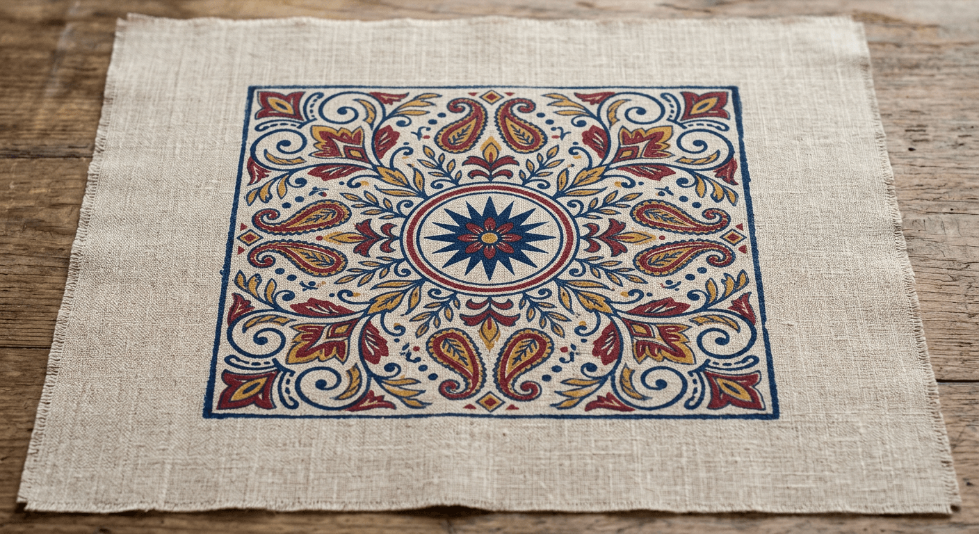 Flat 2D textile pattern swatch showing a raw design motif