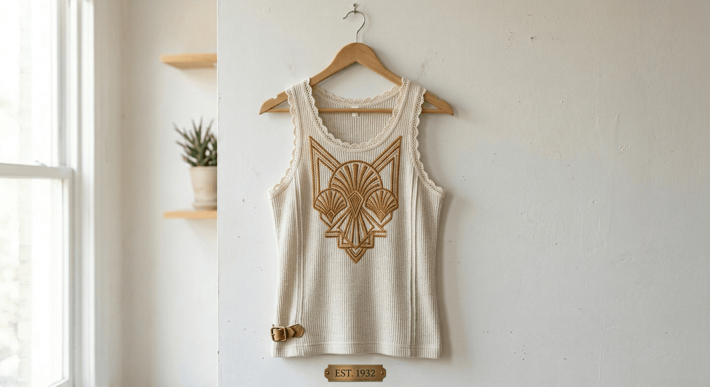 Final AI-generated vintage tank top design with retro graphics and distressed texture