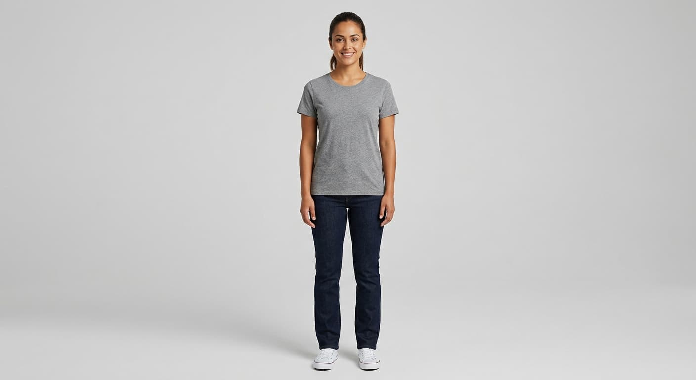 Everyday casual wear before AI virtual costume try-on transformation