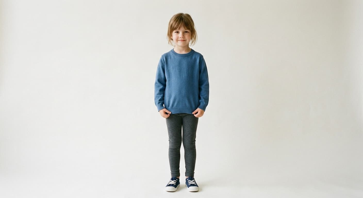 Child's photo before AI virtual clothing try-on processing