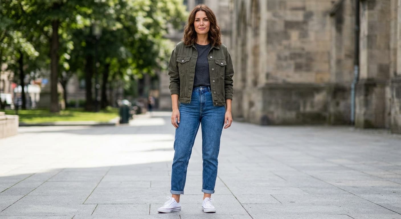 Original outfit before virtual shoe try on - 4fashionai