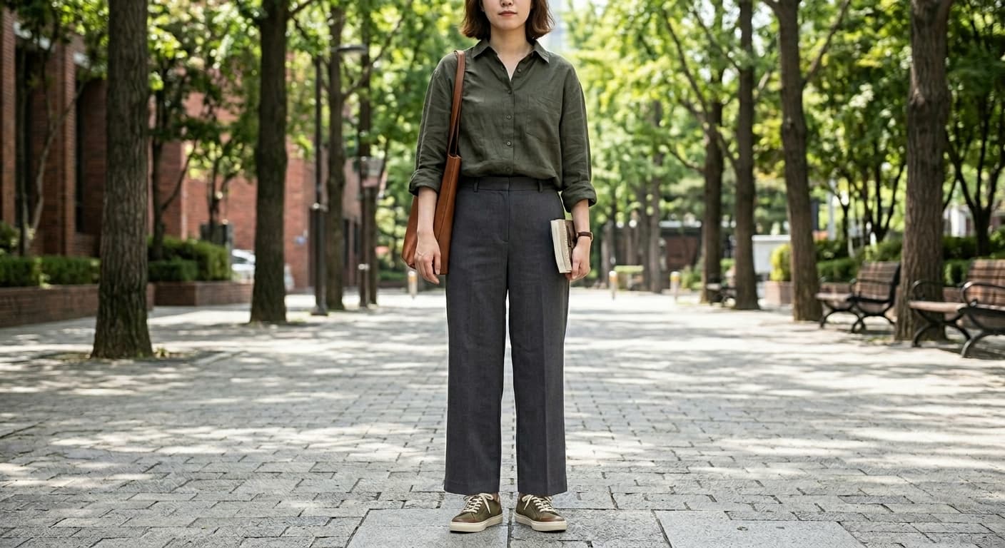 Outfit with virtually tried on stylized sneakers